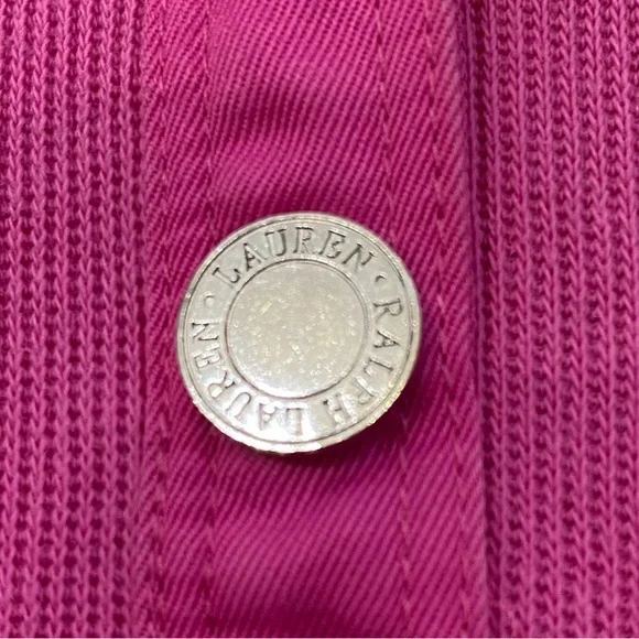 Lauren Ralph Lauren Women’s Medium Hot Pink Snap Front Ribbed Cotton Pullover - Picture 9 of 16